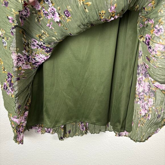 Chadwick's Size Large Green Purple Floral Maxi Skirt Lined Elastic Waist *Flaw* - Picture 5 of 7
